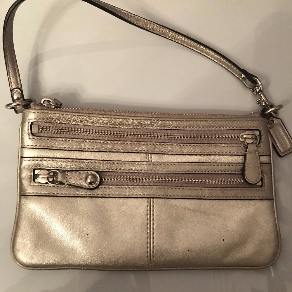 Coach Metallic Leather Wristlet